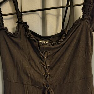 Hot Topic Black Lace-Up Maxi Dress